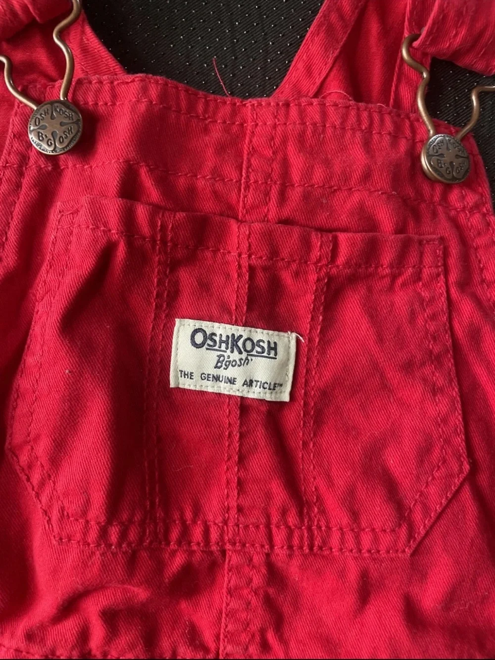 OshKosh B'gosh Red Girls' Shortall Overalls with Lace Trim